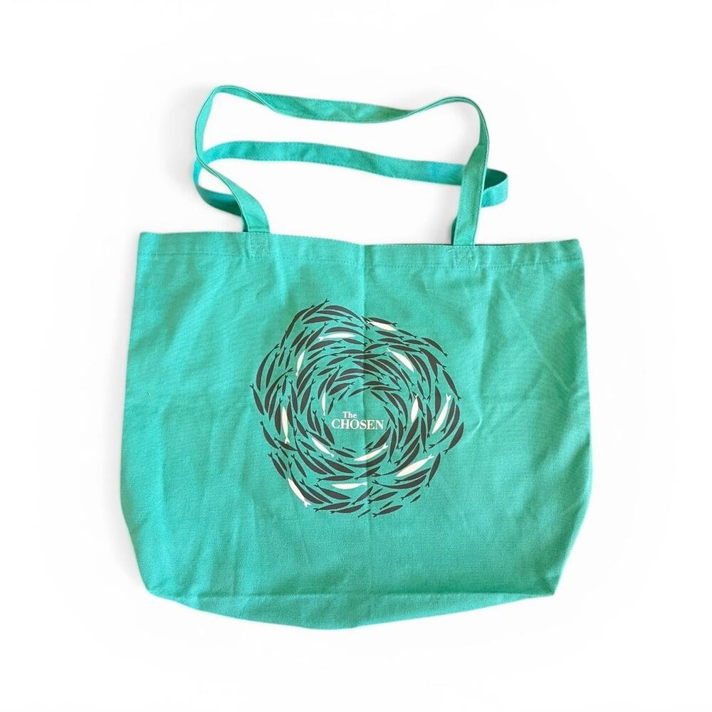 NEW The Chosen Teal Mint Canvas Tote, Grocery, Book, Beach Bag